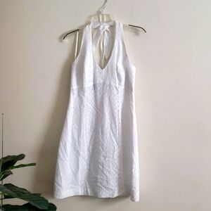 Jones wear dress, mini, halter, eyelet white, special occasion, rehearsal dinner